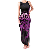 Aloha Hawaii Darts Family Matching Tank Maxi Dress and Hawaiian Shirt Dart Board With Polynesian Shark - Purple LT14 Mom's Dress Purple - Polynesian Pride