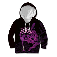 Aloha Hawaii Darts Kid Hoodie Dart Board With Polynesian Shark - Purple LT14 Hoodie Purple - Polynesian Pride
