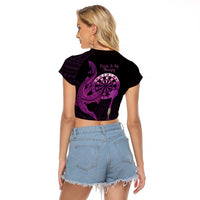 Aloha Hawaii Darts Raglan Cropped T Shirt Dart Board With Polynesian Shark - Purple
