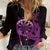 Aloha Hawaii Darts Women Casual Shirt Dart Board With Polynesian Shark - Purple