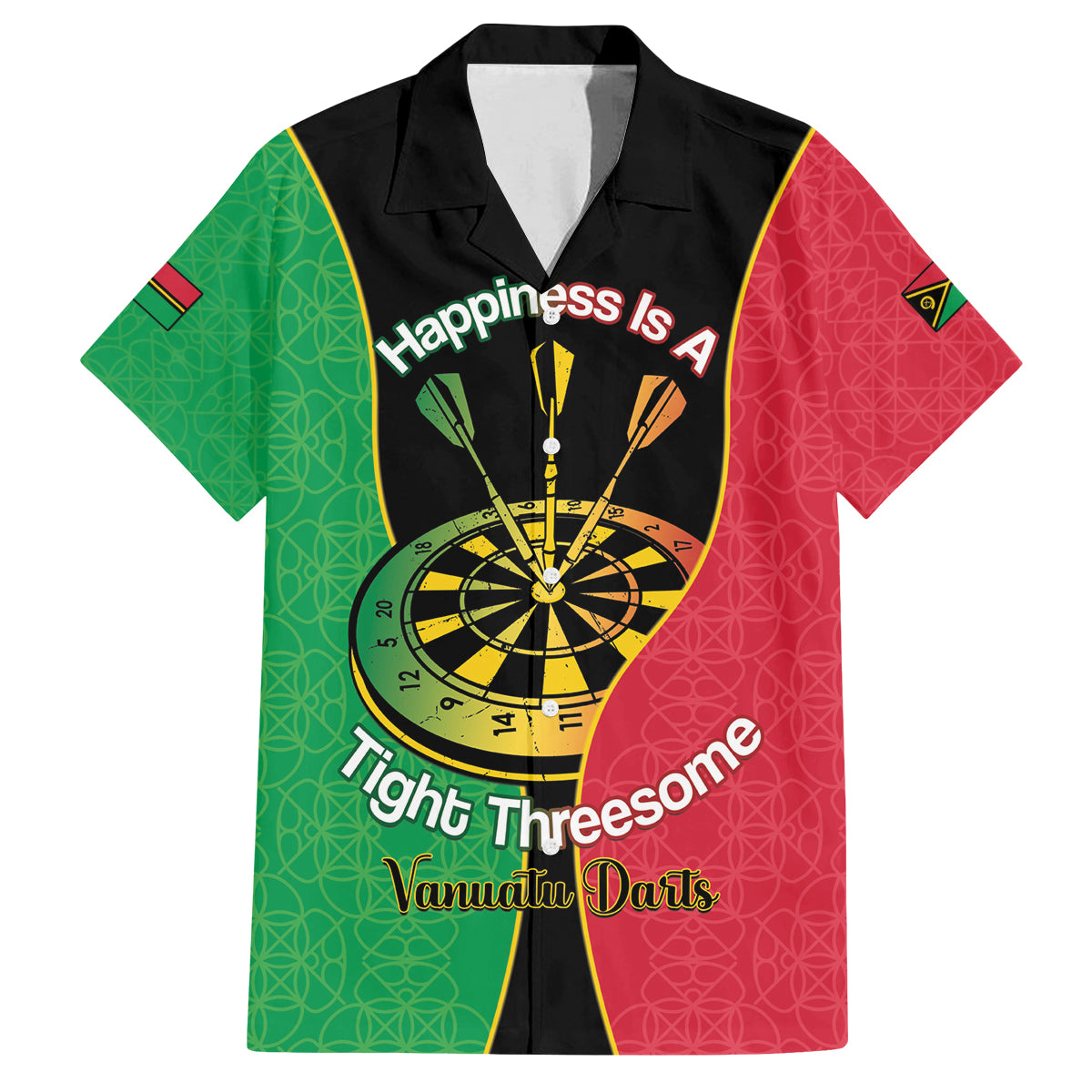 Personalised Vanuatu Darts Family Matching Off Shoulder Short Dress and Hawaiian Shirt Happiness Is A Tight Threesome Sand Drawing Art