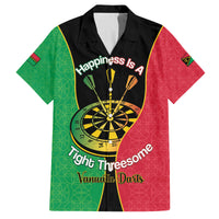 Personalised Vanuatu Darts Family Matching Off Shoulder Short Dress and Hawaiian Shirt Happiness Is A Tight Threesome Sand Drawing Art