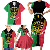 Personalised Vanuatu Darts Family Matching Short Sleeve Bodycon Dress and Hawaiian Shirt Happiness Is A Tight Threesome Sand Drawing Art