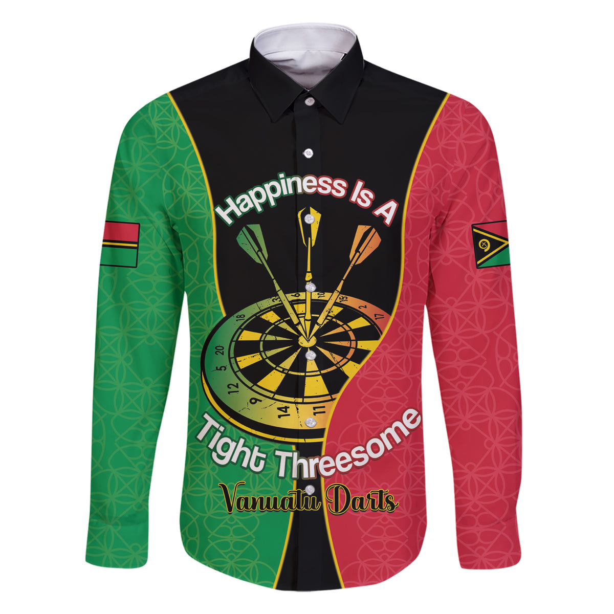 Personalised Vanuatu Darts Family Matching Short Sleeve Bodycon Dress and Hawaiian Shirt Happiness Is A Tight Threesome Sand Drawing Art