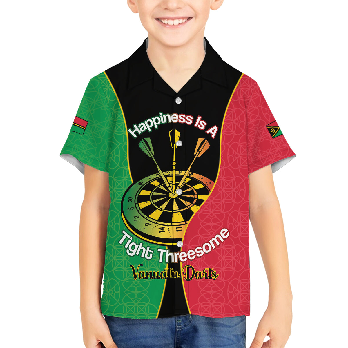 Personalised Vanuatu Darts Family Matching Tank Maxi Dress and Hawaiian Shirt Happiness Is A Tight Threesome Sand Drawing Art