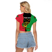 Personalised Vanuatu Darts Raglan Cropped T Shirt Happiness Is A Tight Threesome Sand Drawing Art