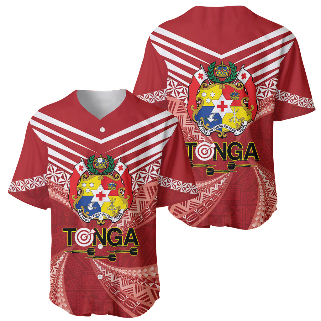 Tonga Darts Baseball Jersey Tongan Ngatu Pattern