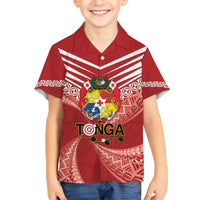 Tonga Darts Family Matching Short Sleeve Bodycon Dress and Hawaiian Shirt Tongan Ngatu Pattern