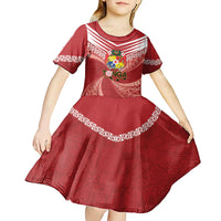 Tonga Darts Kid Short Sleeve Dress Tongan Ngatu Pattern