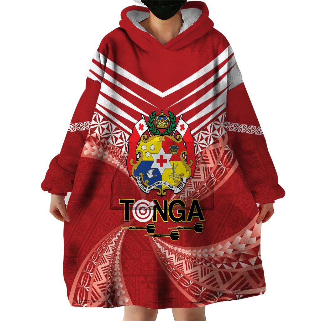 Tonga Darts Wearable Blanket Hoodie Tongan Ngatu Pattern