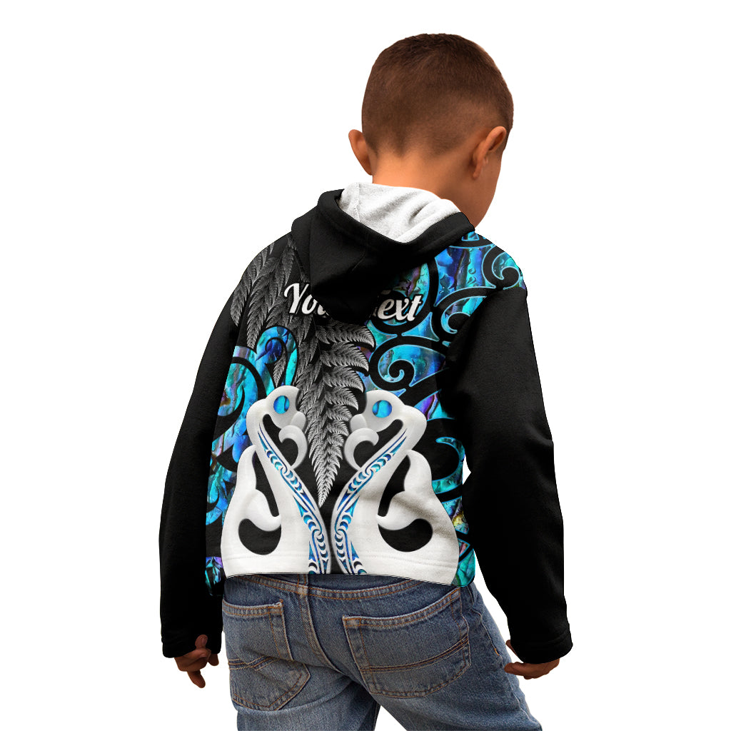 Personalised New Zealand Kid Hoodie Te Manaia Mangopare Maori And Fern Blue Style LT14 - Polynesian Pride
