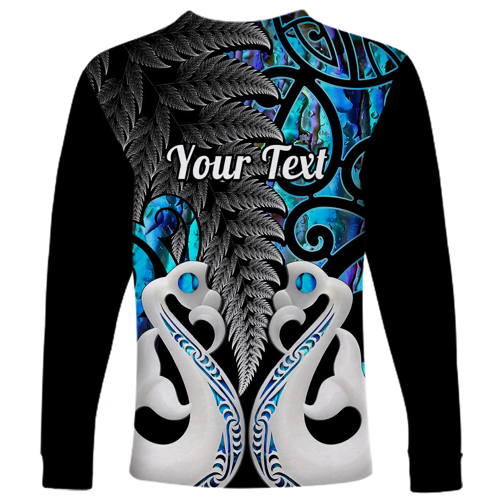 Personalised New Zealand Long Sleeve Shirt Te Manaia Mangopare Maori And Fern Blue Style LT14 - Polynesian Pride
