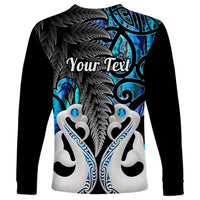 Personalised New Zealand Long Sleeve Shirt Te Manaia Mangopare Maori And Fern Blue Style LT14 - Polynesian Pride