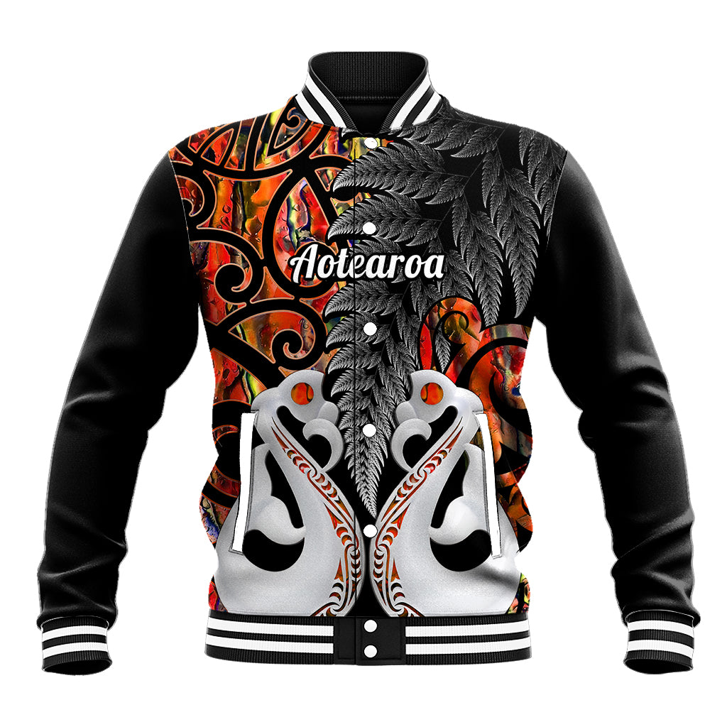 Personalised New Zealand Baseball Jacket Te Manaia Mangopare Maori And Fern Orange Style LT14 Unisex Orange - Polynesian Pride