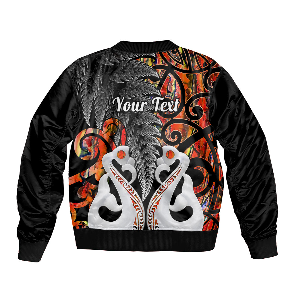 Personalised New Zealand Bomber Jacket Te Manaia Mangopare Maori And Fern Orange Style LT14 - Polynesian Pride