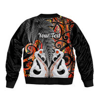 Personalised New Zealand Bomber Jacket Te Manaia Mangopare Maori And Fern Orange Style LT14 - Polynesian Pride