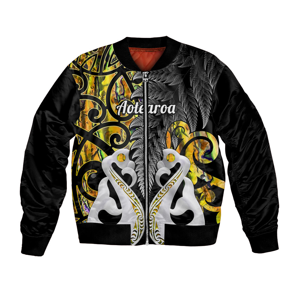 Personalised New Zealand Bomber Jacket Te Manaia Mangopare Maori And Fern Gold Style LT14 Unisex Gold - Polynesian Pride