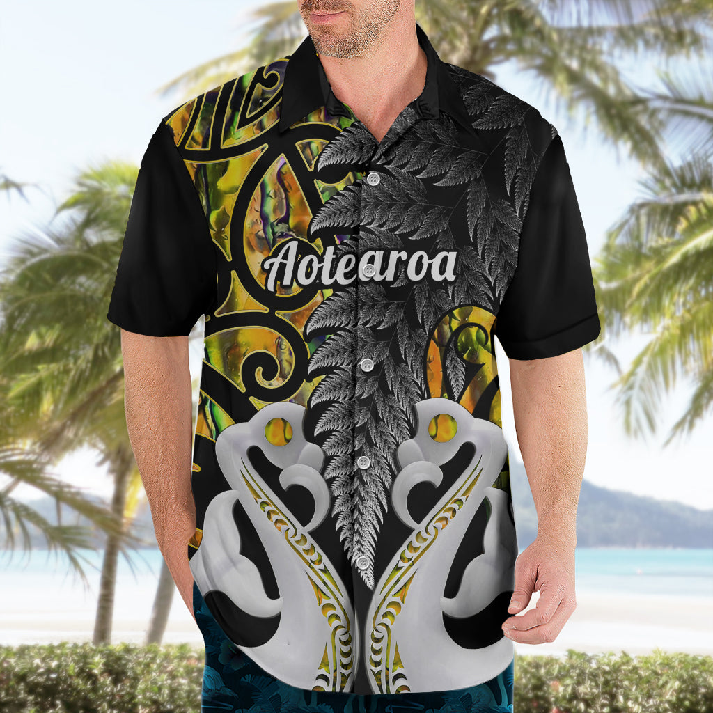Personalised New Zealand Hawaiian Shirt Te Manaia Mangopare Maori And Fern Gold Style LT14 - Polynesian Pride