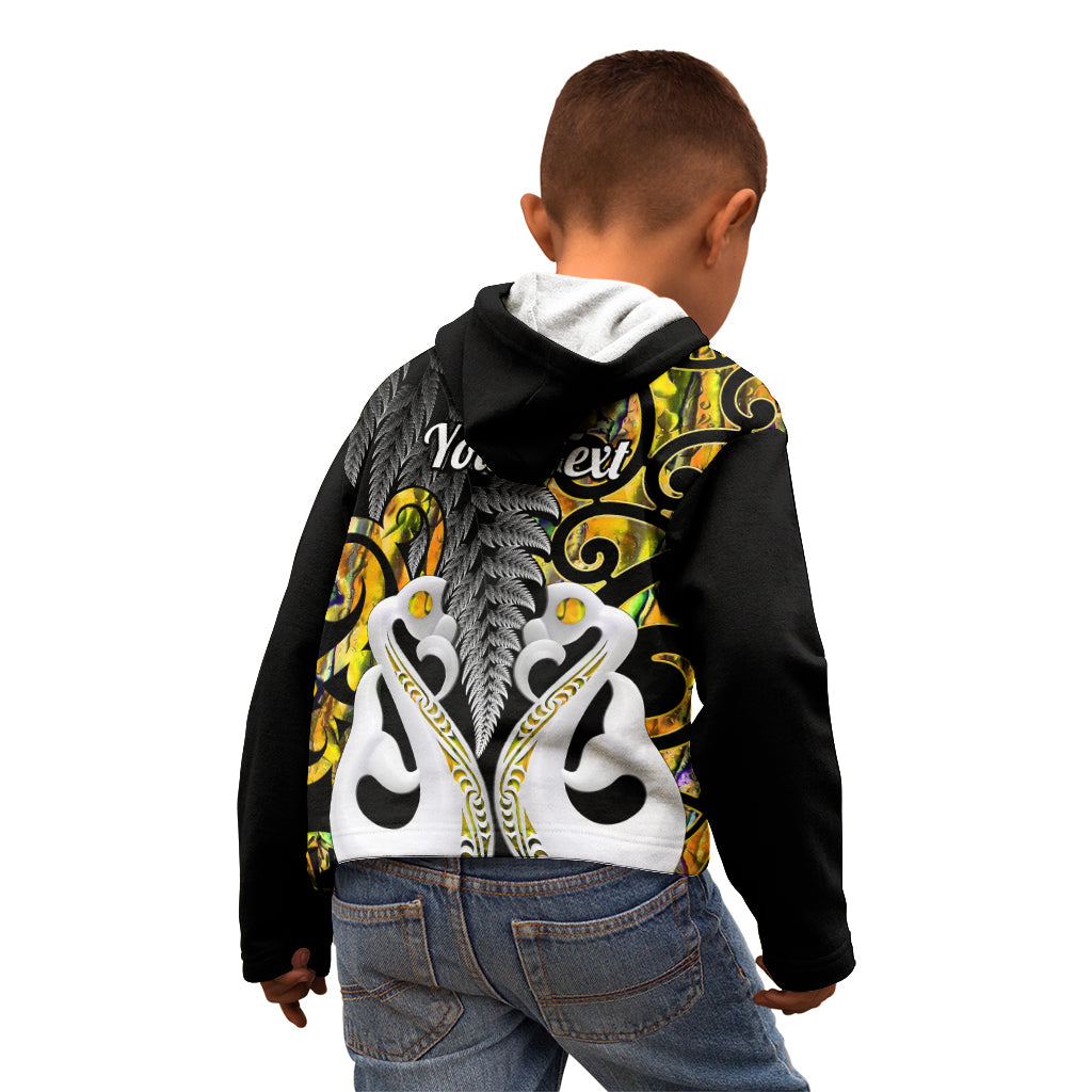 Personalised New Zealand Kid Hoodie Te Manaia Mangopare Maori And Fern Gold Style LT14 - Polynesian Pride