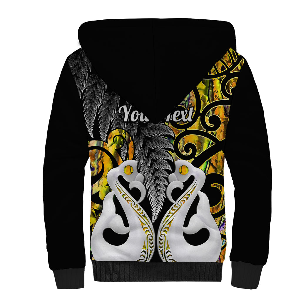 Personalised New Zealand Sherpa Hoodie Te Manaia Mangopare Maori And Fern Gold Style LT14 - Polynesian Pride