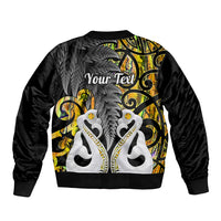 Personalised New Zealand Sleeve Zip Bomber Jacket Te Manaia Mangopare Maori And Fern Gold Style LT14 - Polynesian Pride