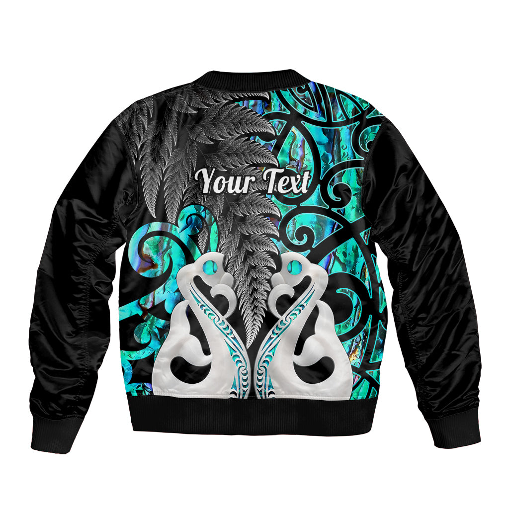 Personalised New Zealand Bomber Jacket Te Manaia Mangopare Maori And Fern Turquoise Style LT14 - Polynesian Pride