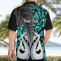 Personalised New Zealand Hawaiian Shirt Te Manaia Mangopare Maori And Fern Turquoise Style LT14 - Polynesian Pride