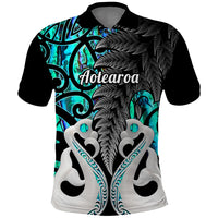 Custom New Zealand Polo Shirt Te Manaia Mangopare Maori and Fern Turquoise Style LT14 Turquoise - Polynesian Pride