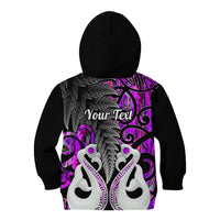 Personalised New Zealand Kid Hoodie Te Manaia Mangopare Maori And Fern Purple Style LT14 - Polynesian Pride