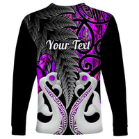 Personalised New Zealand Long Sleeve Shirt Te Manaia Mangopare Maori And Fern Purple Style LT14 - Polynesian Pride