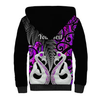 Personalised New Zealand Sherpa Hoodie Te Manaia Mangopare Maori And Fern Purple Style LT14 - Polynesian Pride