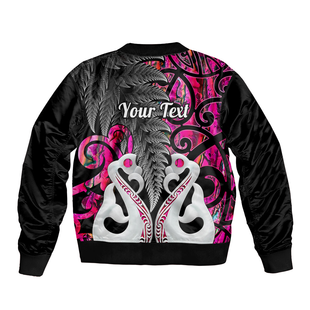 Personalised New Zealand Bomber Jacket Te Manaia Mangopare Maori And Fern Pink Style LT14 - Polynesian Pride