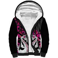 Personalised New Zealand Sherpa Hoodie Te Manaia Mangopare Maori And Fern Pink Style LT14 Unisex Pink - Polynesian Pride