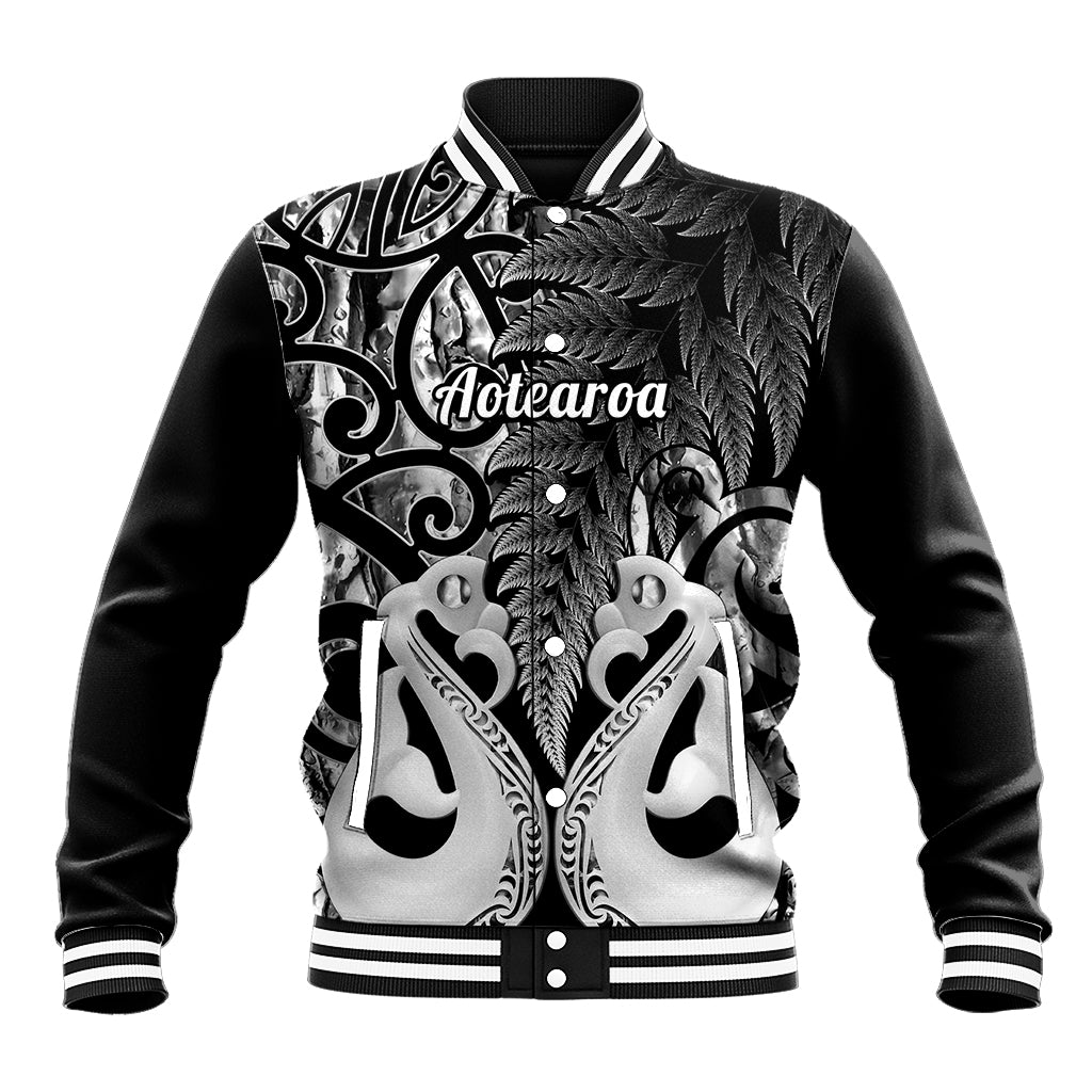 Personalised New Zealand Baseball Jacket Te Manaia Mangopare Maori And Fern Black Style LT14 Unisex Black - Polynesian Pride