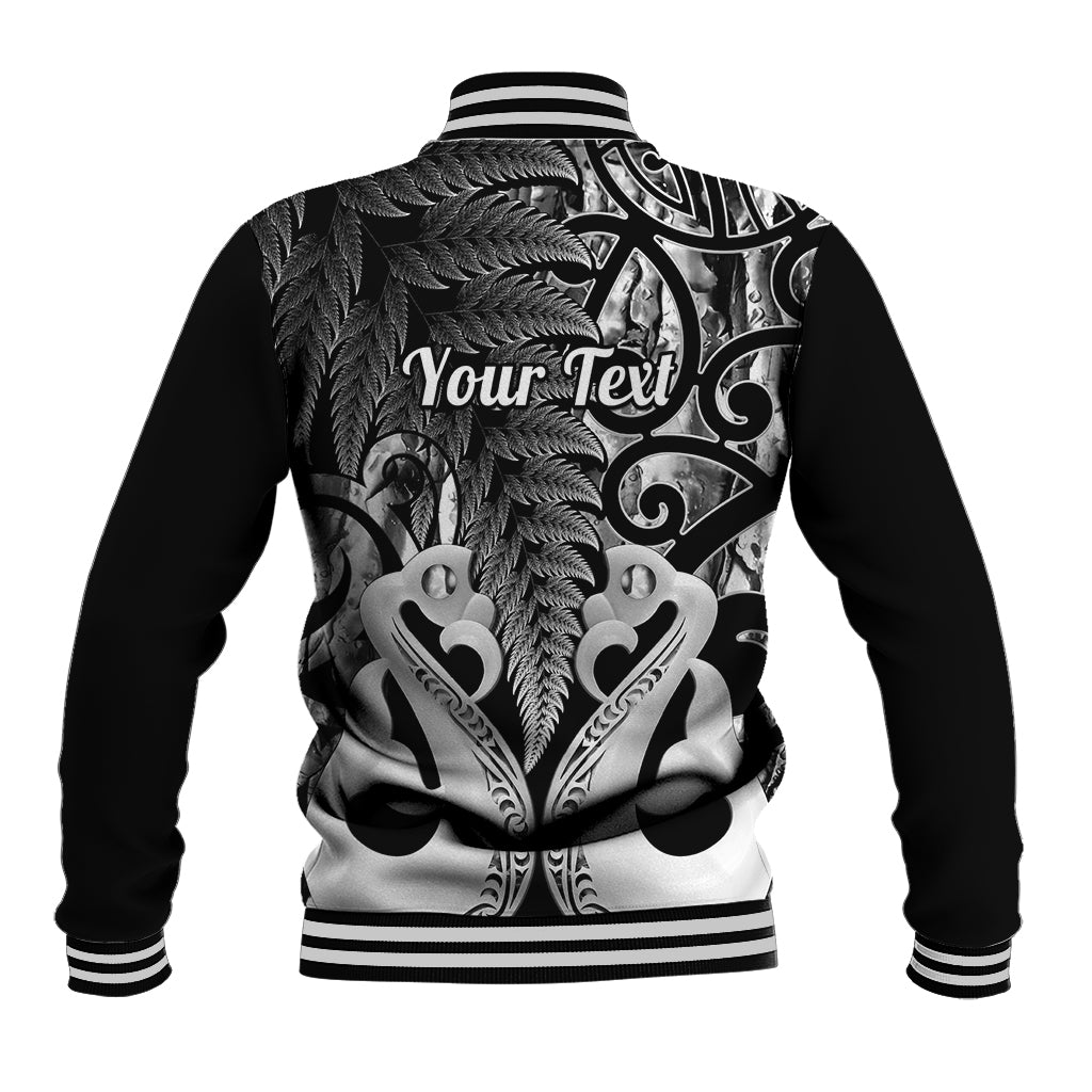 Personalised New Zealand Baseball Jacket Te Manaia Mangopare Maori And Fern Black Style LT14 - Polynesian Pride