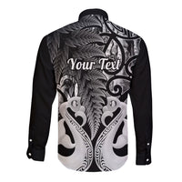 Personalised New Zealand Long Sleeve Button Shirt Te Manaia Mangopare Maori And Fern Black Style LT14 - Polynesian Pride