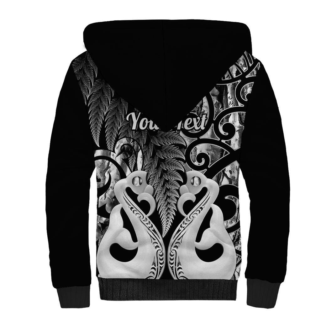 Personalised New Zealand Sherpa Hoodie Te Manaia Mangopare Maori And Fern Black Style LT14 - Polynesian Pride