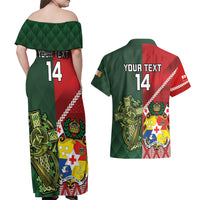 Custom Samoa And Ireland Rugby Couples Matching Off Shoulder Maxi Dress and Hawaiian Shirt Ikale Tahi With Shamrocks
