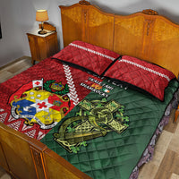 Custom Samoa And Ireland Rugby Quilt Bed Set Ikale Tahi With Shamrocks