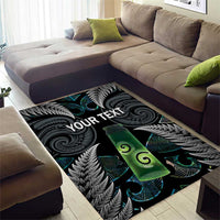 Personalised New Zealand Toki Area Rug Silver Fern Mix Aotearoa Maori Pattern