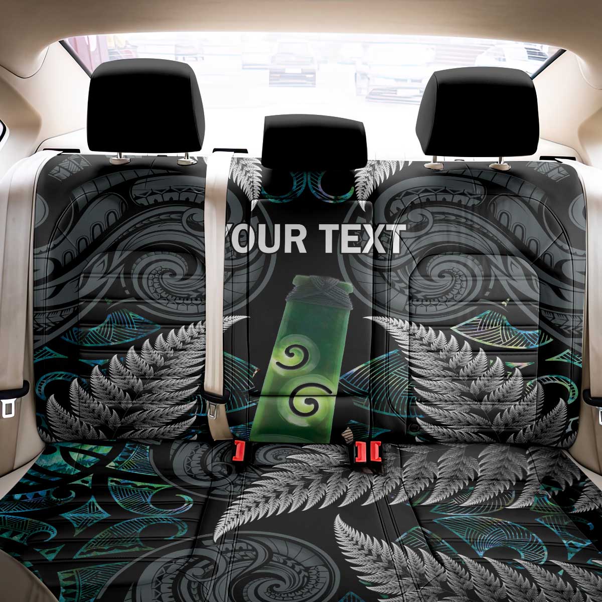 Personalised New Zealand Toki Back Car Seat Cover Silver Fern Mix Aotearoa Maori Pattern LT14 - Polynesian Pride