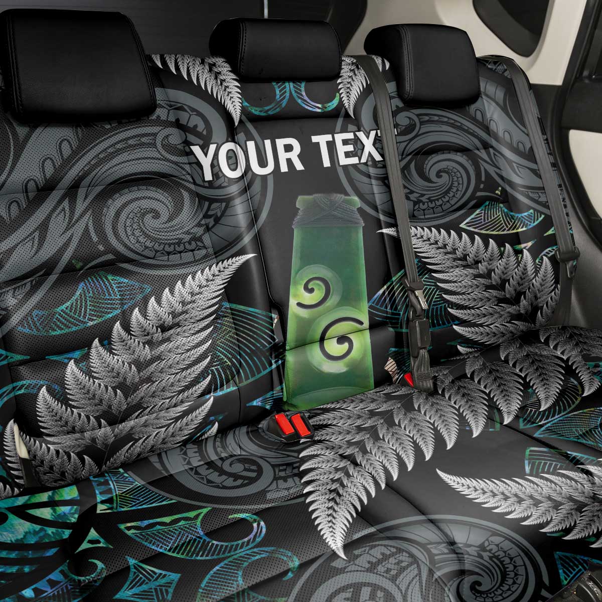 Personalised New Zealand Toki Back Car Seat Cover Silver Fern Mix Aotearoa Maori Pattern LT14 - Polynesian Pride
