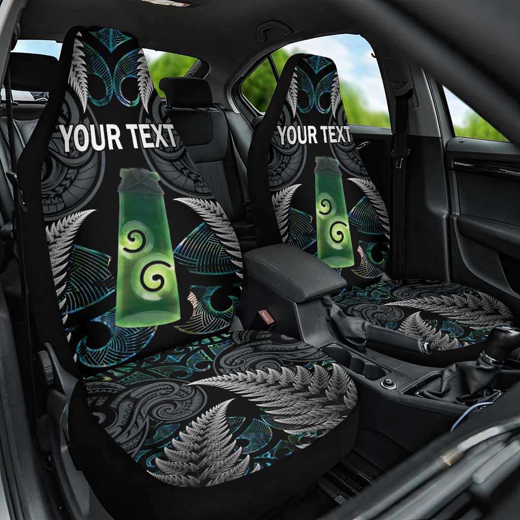 Personalised New Zealand Toki Car Seat Cover Silver Fern Mix Aotearoa Maori Pattern LT14 One Size Black - Polynesian Pride
