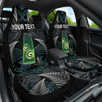 Personalised New Zealand Toki Car Seat Cover Silver Fern Mix Aotearoa Maori Pattern LT14 One Size Black - Polynesian Pride
