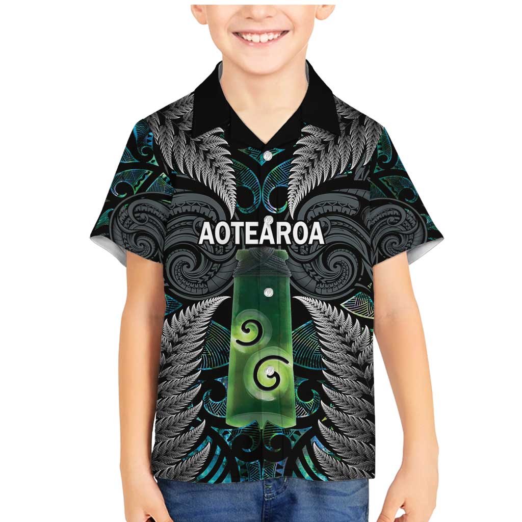 Personalised New Zealand Toki Family Matching Mermaid Dress and Hawaiian Shirt Silver Fern Mix Aotearoa Maori Pattern