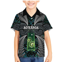 Personalised New Zealand Toki Family Matching Mermaid Dress and Hawaiian Shirt Silver Fern Mix Aotearoa Maori Pattern
