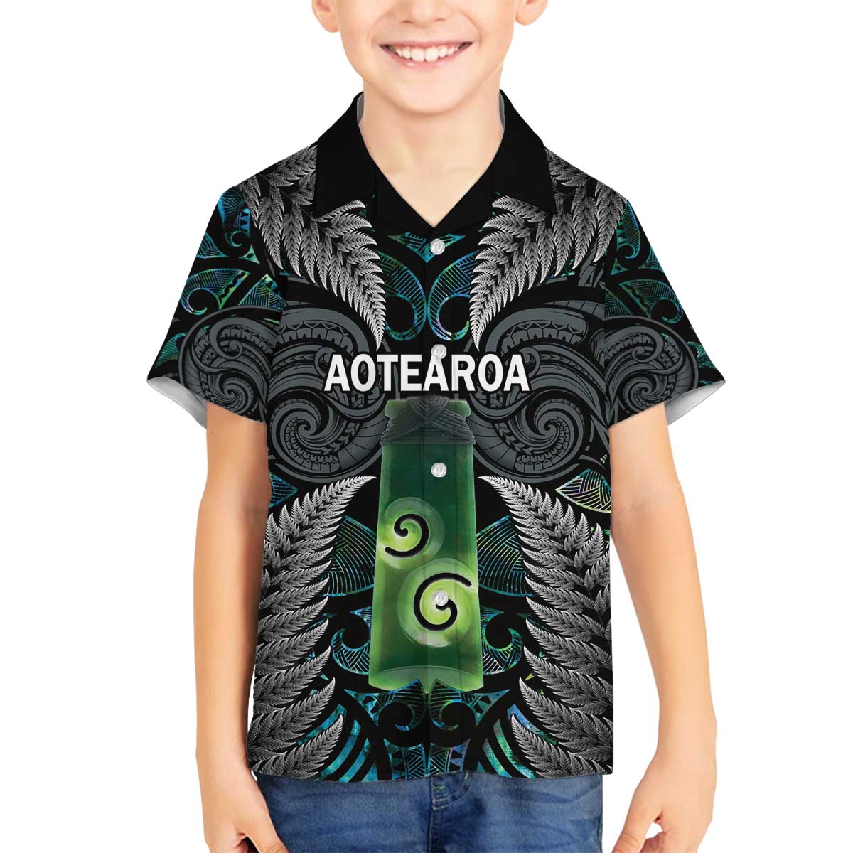 Personalised New Zealand Toki Family Matching Puletasi and Hawaiian Shirt Silver Fern Mix Aotearoa Maori Pattern