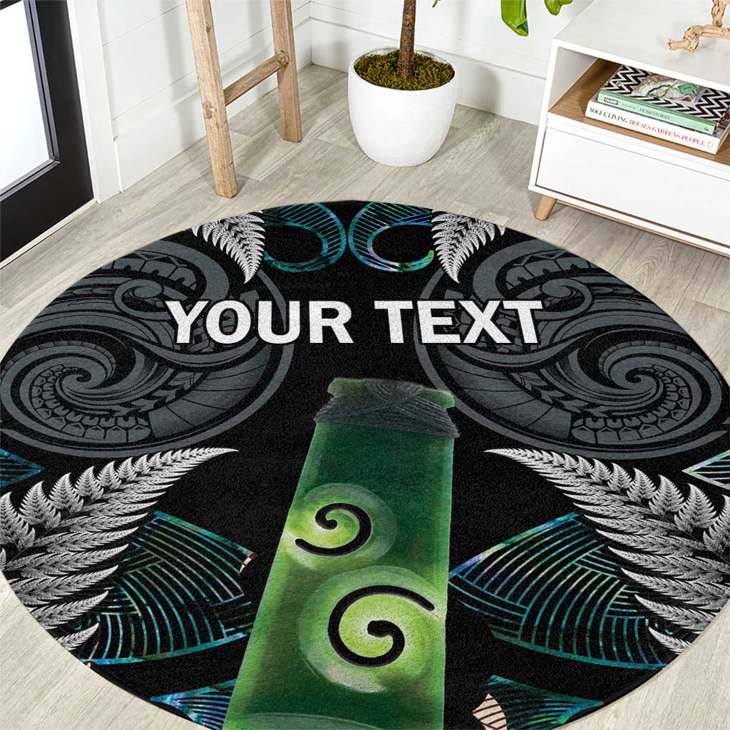 Personalised New Zealand Toki Round Carpet Silver Fern Mix Aotearoa Maori Pattern LT14 Black - Polynesian Pride