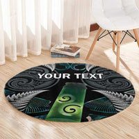 Personalised New Zealand Toki Round Carpet Silver Fern Mix Aotearoa Maori Pattern LT14 - Polynesian Pride
