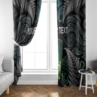 Personalised New Zealand Toki Window Curtain Silver Fern Mix Aotearoa Maori Pattern